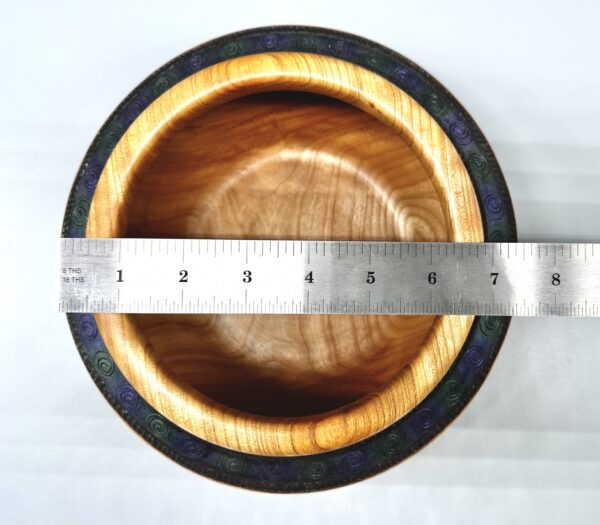 Cherry Hollow Form with Pyrography and Paint Top Measurement