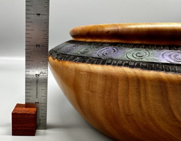 Cherry Hollow Form with Pyrography and Paint measurement